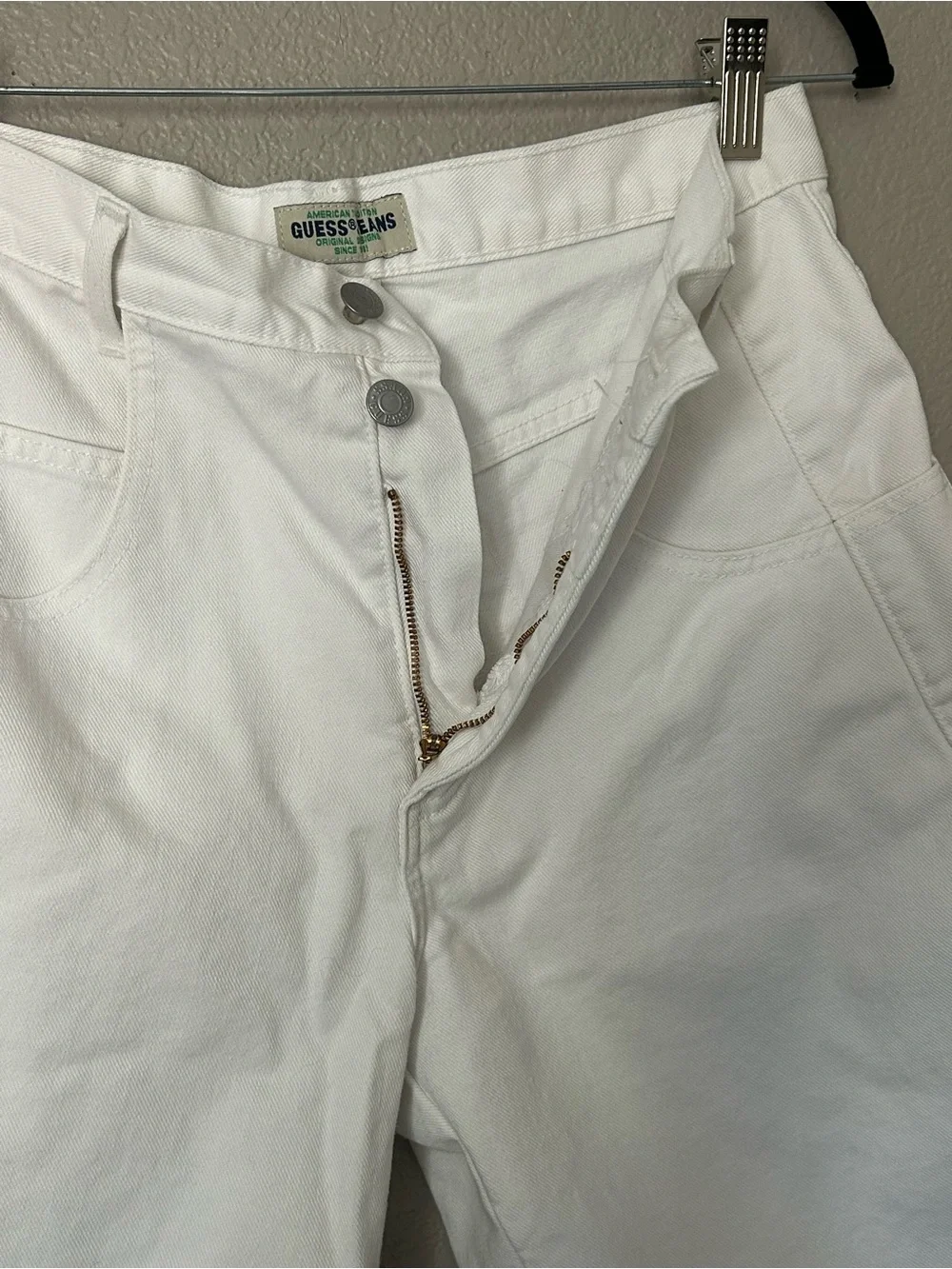 Guess Vintage 1990s White Jean Shorts Cotton Sz 30